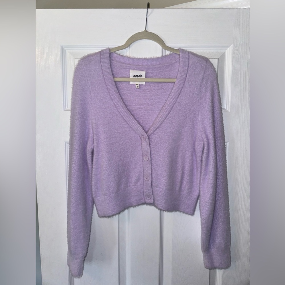 Aerie Fluzzy Cropped Cardigan